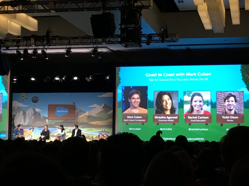 Mark Cuban on the main stage at Dreamforce.