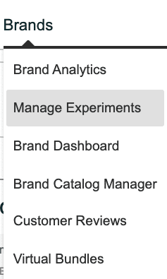 Click 'Manage Experiments' under the Brands tab