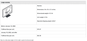 2022 US FBA Fulfillment Fee Changes Large Oversize